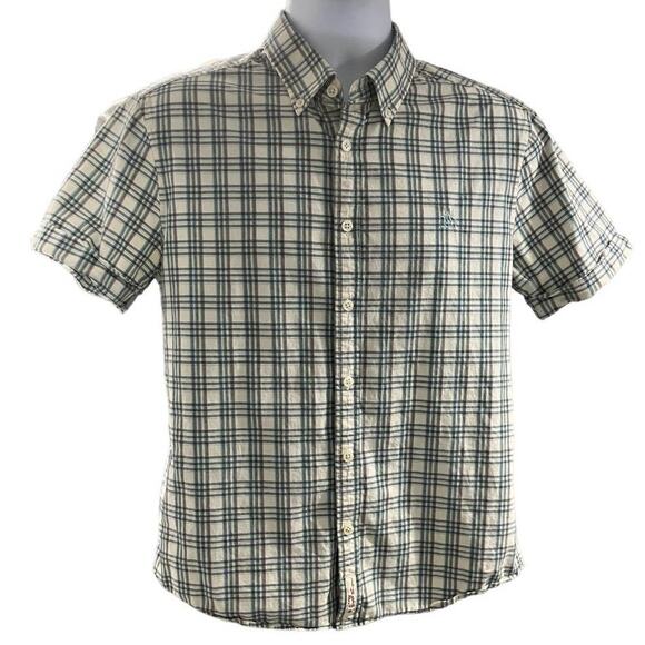 The Original Penguin Short Sleeve Slim Fit Shirt Cream Plaid Medium - Picture 7 of 7